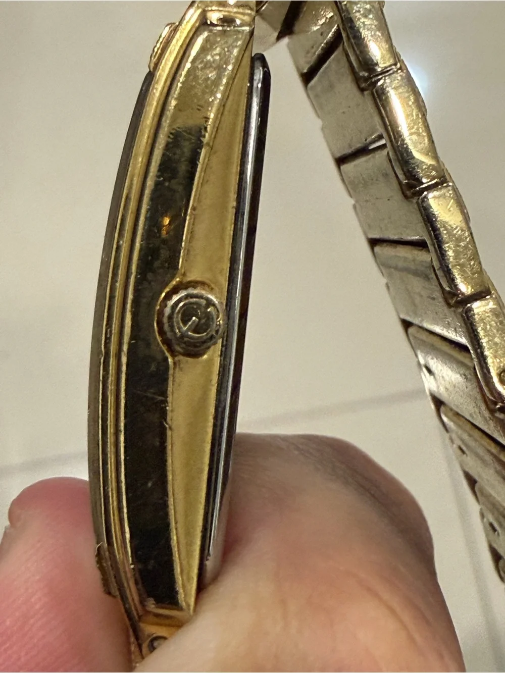 Gold-Tone Men's Dress Watch with Black Dial and Diamond Accent